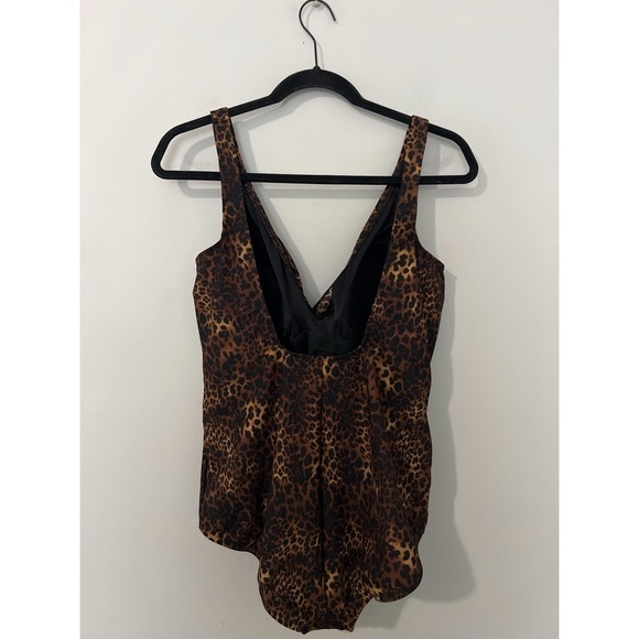 Miraclesuit Swimsuit Women’s 16 Brown Black Animal Print Oceanus One Piece - Picture 6 of 14